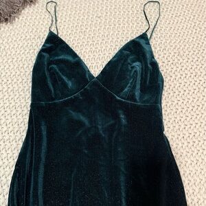 Lovers + Friends Deep Green Velvet Dress